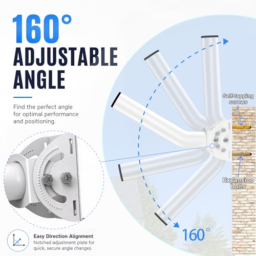 Image of Wireless Bridge Mount, 4-Pack 11 in Dual Screw Locking J Pole Mounting Bracket for Wall or Pole, 160 Angle Adjustable, 1.38 in OD, for Outdoor Point to Point AP Access Point CPE Extender Repeater