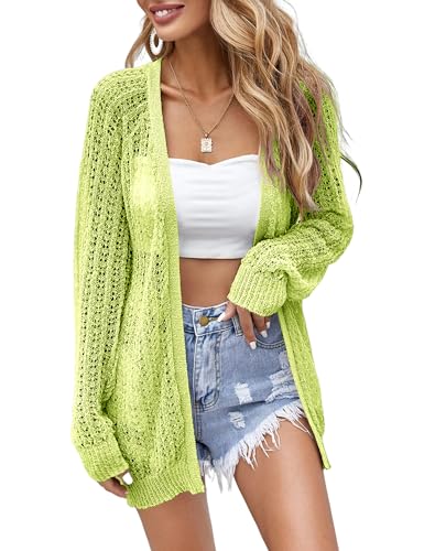 Image of Women Crochet Lightweight Cardigan Cover Up Open Front Long Sleeve Summer Cardigans