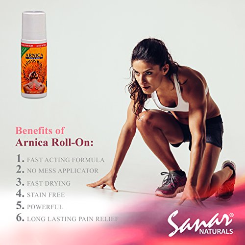 Image of Sanar Naturals Arnica Roll On, 3 oz - Max Strength Relief - Fast Acting - Clear Gel Ointment for Back, Joints, Neck, Legs (Pack of 3)