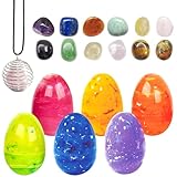 ORNACELE 12PCS Easter Eggs with Crystal Gem Stones for Easter Theme Party Favors, Supplies for Easter Egg Hunt, Basket Stuffers/Fillers, Classroom Prize Supplies Toddler Boys Girls