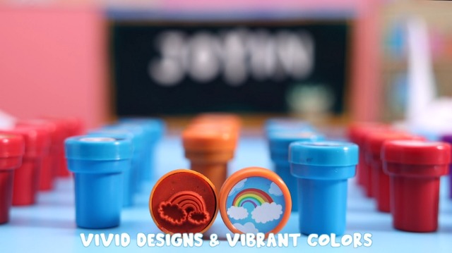 JOYIN 100 Tampons Assortis pour Enfants, Auto-Encreurs (50 Modèles Différents, en Plastique, Dinosaures, Zoo Safari) pour Oeufs de Pâques, Cadeau pour Enfants