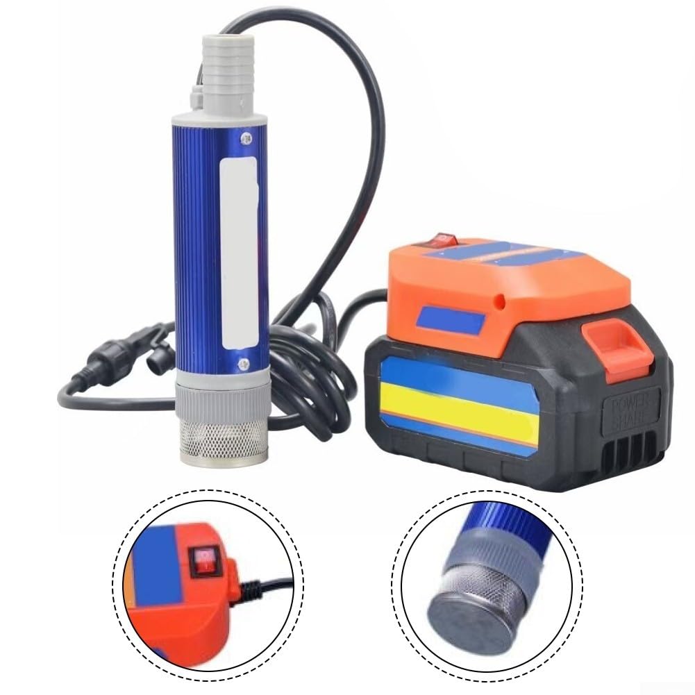 Bomba sumergible eléctrica de 21 V, compatible con batería – 60 l/min de caudal para riego de jardín, estanques y fuentes, diseño compacto, 38 mm