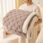 Gracelife Sherpa Blanket Throw Fleece Blanket Double, Soft Fluffy Fuzzy Warm Blanket Throws for Bed and Couch, Large Thick Blanket for All Season Use,Coffee,150x200cm