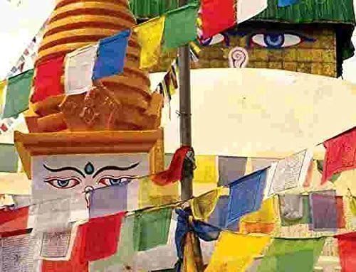 Tryforbest Tibetan Prayer Flag - Medium Traditional Design (10" x 8") - Roll of 25 Flags - Handmade - Buddhist Flags - Traditional 5 Element Colors