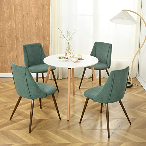 Furniturer Set Of 2, Mordern Terry Fabric Upholstered Accent Living Room Soft Seat/Metal Legs Kitchen Side Home Restaurant Dining Chair, 19.5" D X 17.7" W X 32.5" H, Green #TOP6