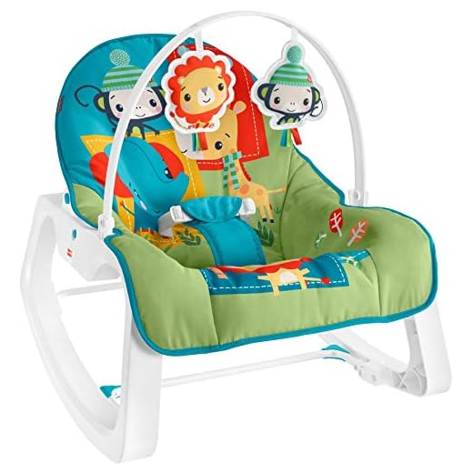 Fisher-Price Infant-to-Toddler Rocker - Colorful Jungle, Baby Rocking Chair with Toys for Soothing or Playtime from Infant to Toddler