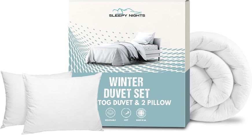 SleepyNights Super King Bed Duvet 13.5 Tog and 2 Pillows Winter Cosy Quilt