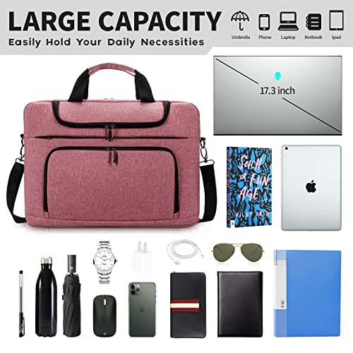Bertasche Laptop Bag 17.3 Inch For Women Computer Bag Laptop Case For Work Travel Business Briefcase W/Shoulder Strap,Rose Red #TOP4