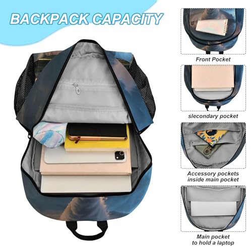 Grey Lightning Tornado Backpack with Lunch Bag, School Travel Backpack for Teens Boys Girls Backpacks Set4
