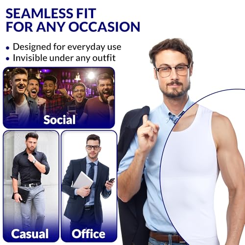 The Natural Posture Men's Ultra Slimming Shirt - Sleeveless Chest and Tummy Control Undershirt3