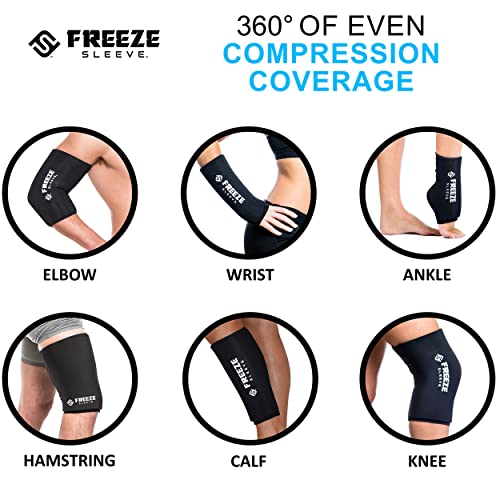 Freezesleeve Ice & Heat Therapy Sleeve- Reusable, Flexible Gel Hot/Cold Pack, 360 Coverage For Knee, Elbow, Ankle, Wrist- Black, Large #TOP2