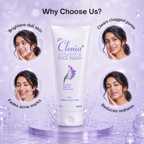 Image of Clenia Face Wash | Mandelic, Salicylic & Azelaic Acids + Niacinamide | Exfoliating Face Wash | Soap & SLES-Free | Cleanses & Rejuvenates | Normal & Oily Skin | Lightens Spots | Acne Control | 100ml