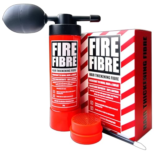 FIRE FIBRE Hair Fibres for Thinning Hair Undetectable & Natural - 28g Bottle - Completely Conceals Hair Loss Instantly - Hair Thickener & Topper for Fine Hair for Men & Women (Black)