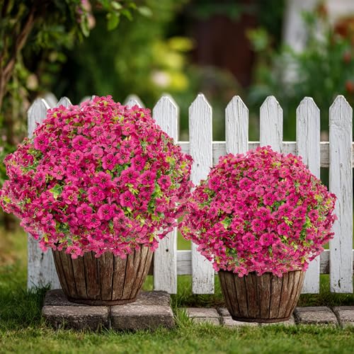 image for AXYLEX Artificial Flowers for Outdoors Fake Plants - 16 Bundles Faux O