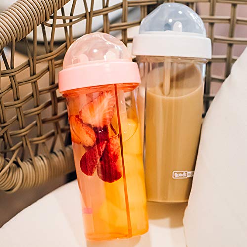 YYDSJFM Creative Water Cup,One Cup of Two Different Drinks Two Straws Couple Outdoor Drinking Cup for Camping Hiking Backpacking Travel Office,A by YYDSJFM - Image 2
