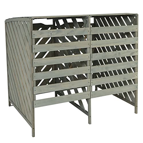 XL 2er-/4er-Mülltonnenverkleidung HWC-J44, Mülltonnenbox, erweiterbar 121x133x98cm Holz MVG-zertifziert - grau
