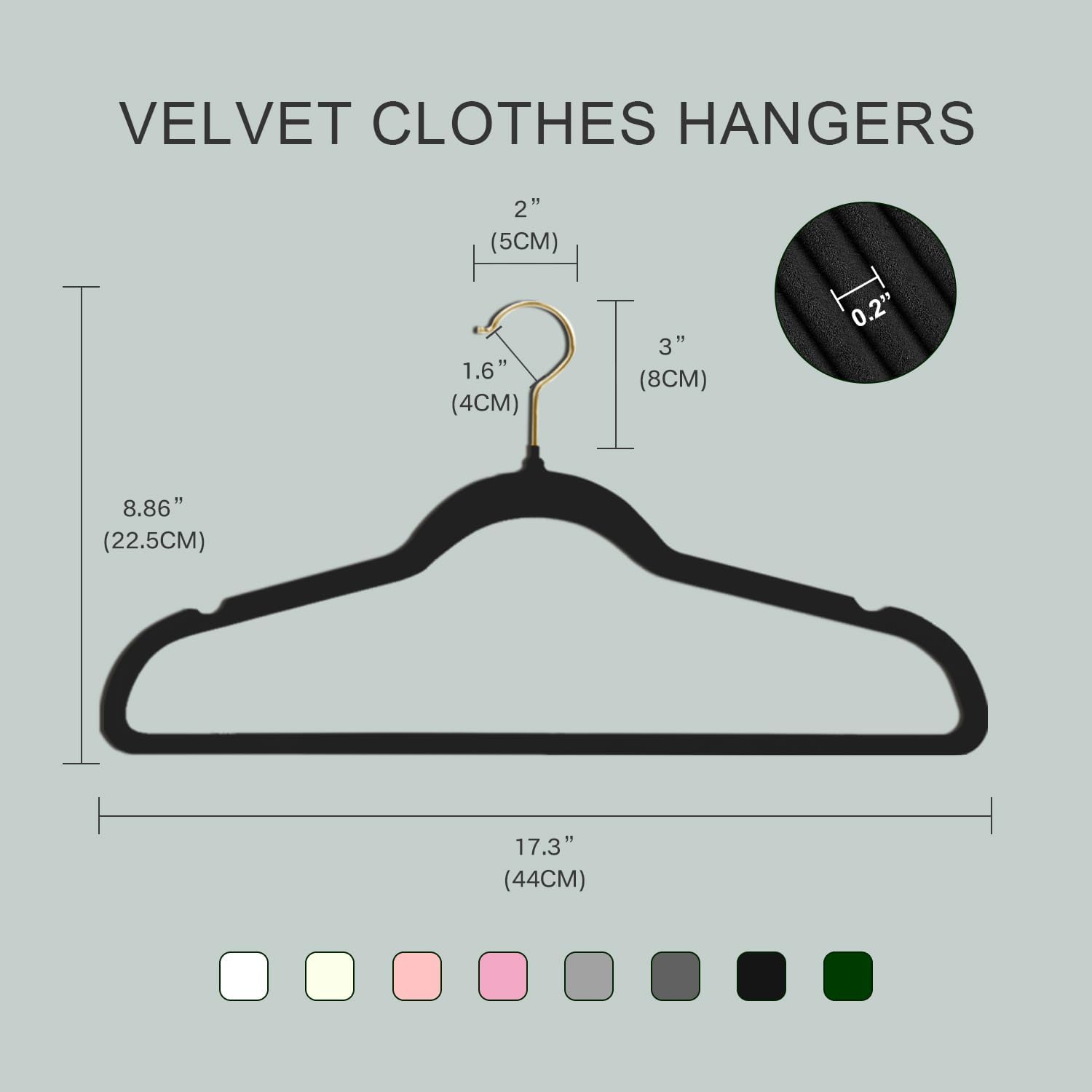 36 Pack Velvet Clothes Hangers, 17.3 Inch Non-Slip Skirt HANGERS, Sturdy Dresses HANGER with Shoulder Notches, Space-Saving Clothing Hangers for Adults - Black - Gold Hook