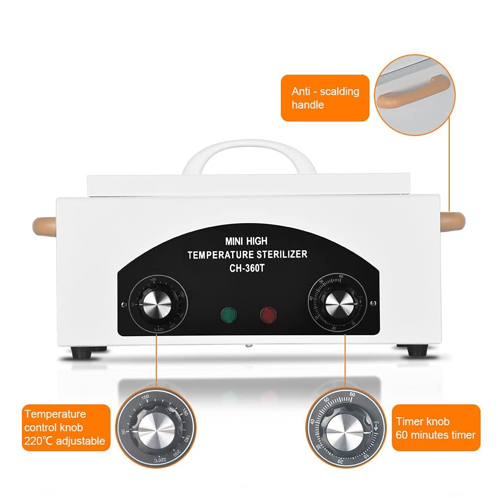 Esterilizador De Aire Caliente 2, Calor Seco Con Temporizador 2 Horas, Temperatura Controlable 50-220 C, Alta Para Salón Belleza, L