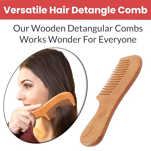 Image of TEMPERIA (1 pcs) Kachi Neem Wooden Comb for Women & Men Hair - Wide Tooth Comb for Tangle Free Curls, Healthy Scalp, Hair Growth, Hairfall & Dandruff Control - Premium & Ergonomic Design (MN02)