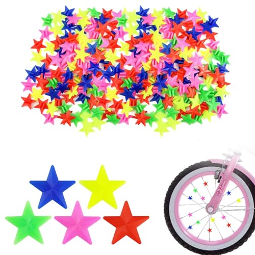 WOLMIK 144 Stück Bunte Fahrradspeichenperlen Dekorationen, Kinderfahrrad Reflektierende Speichenklicker, Radspeichenperlen für Kinderfahrrad