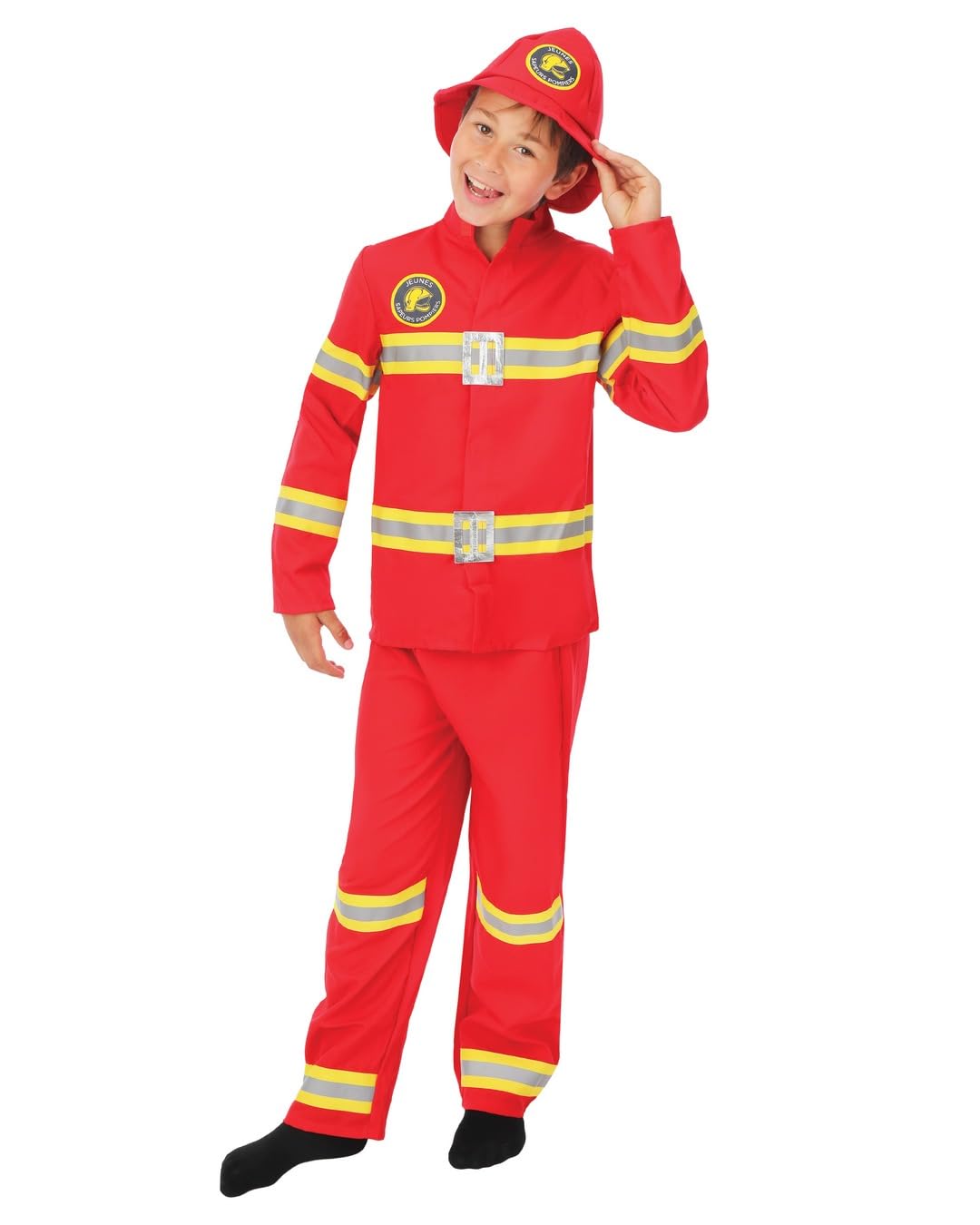 P'TIT CLOWN - Costume da pompiere per bambini - Unisex - Ragazza - Ragazzo - Firefighter - Costume Professione - Perfetto per Carnevale, Cosplay, Halloween, feste, eventi a tema e gioco di ruolo