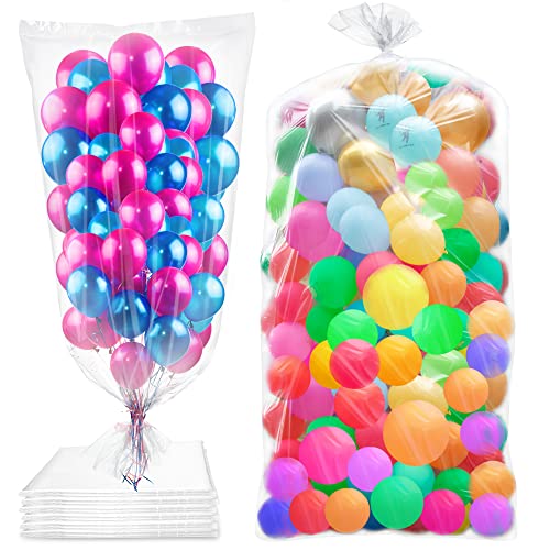 6Pcs 98.4 x 59 Inches Large Balloon Bags for Transport Big Plastic Balloon Storage Bag Clear Balloon Drop Bag Giant Carrying Storage Bags for Wedding Birthday Party Supplies