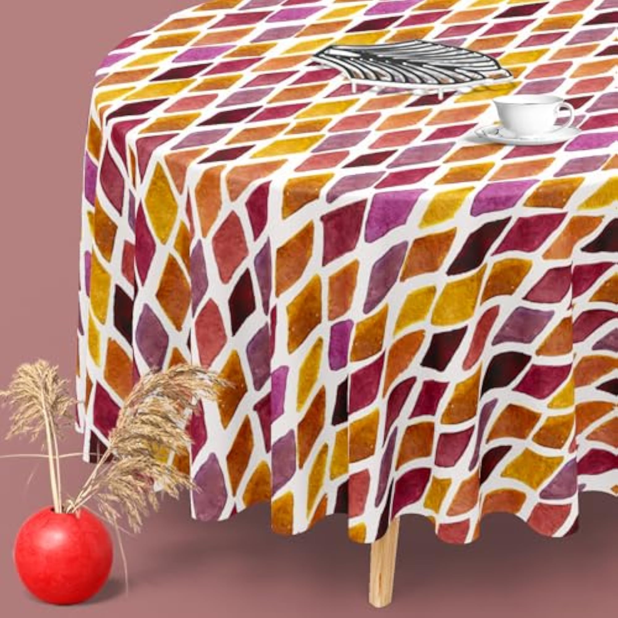 Checked D2 Cotton Canvas Table Cloth Cover for Dining & Center Table