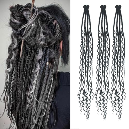 Dsoar Extensiones de Rastas con Clips Boho Rizado Terminado Rastas Sintéticas con Clips Suave Crochet Loc Extensiones 22 Pulgadas 3 Piezas
