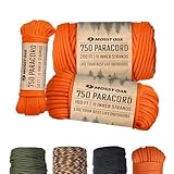 Mossy Oak Paracord Rope 750 with 11 Inner Strands | 100ft Nylon String, Tactical Survival Gear for Camping, Hunting, Fishing, Hiking, Crafting & DIY | Durable & Lightweight 4mm Parachute Cord (Orange)