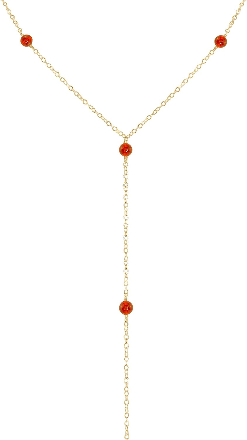 Luna Tide Carnelian Dainty Y Necklace in 14k Gold Fill