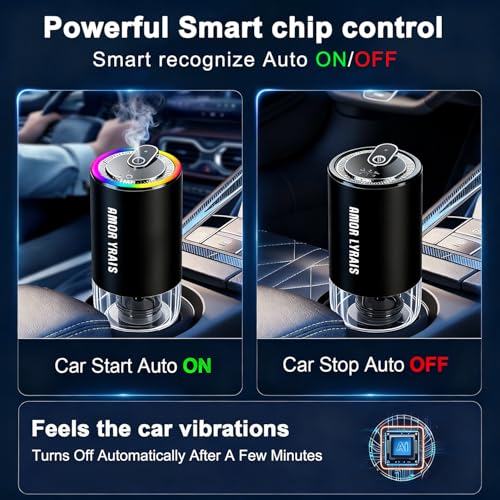 Image of Smart Car Air Freshener Diffuser with Starry Sky Projection, 50ml /1.8OZ Perfume Car Diffuser, 6 Months Long-Lasting Fragrance, RGB Music-Sync Lights, Intelligent Auto On /Off, 3 Modes, Cologne