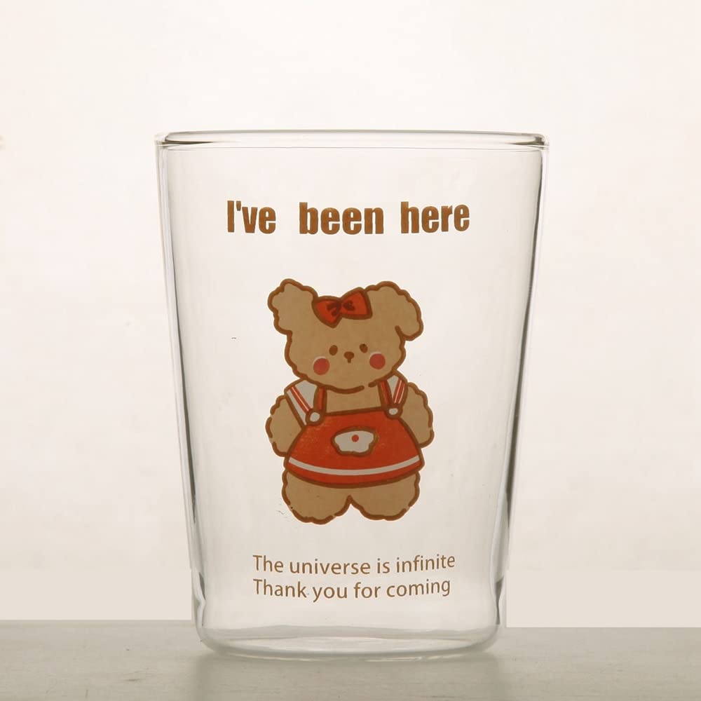 2PCS kreskówka szklana kubek uroczy brązowy niedźwiedź kawa ręcznie robione przezroczyste herbatę whisky szklany kubek piwo para filiżanek ze słomy Prezenty