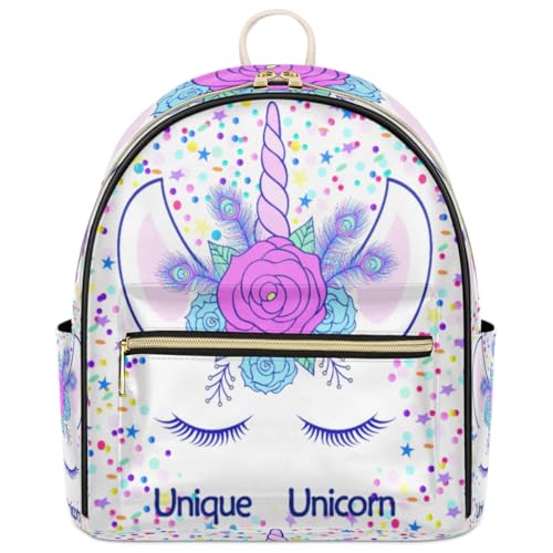 Sac à dos licorne en cuir au design unique et coloré pour femme