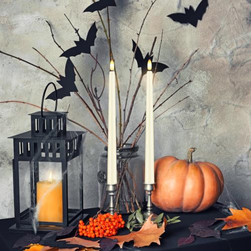 Image of 12 Pcs Flickering Flameless LED Taper Candles, 11 inch Long Fake Taper Candles Battery Operated with Remote Timer, Ivory Plastic Electric Candlesticks for Wedding Party Christmas Holiday