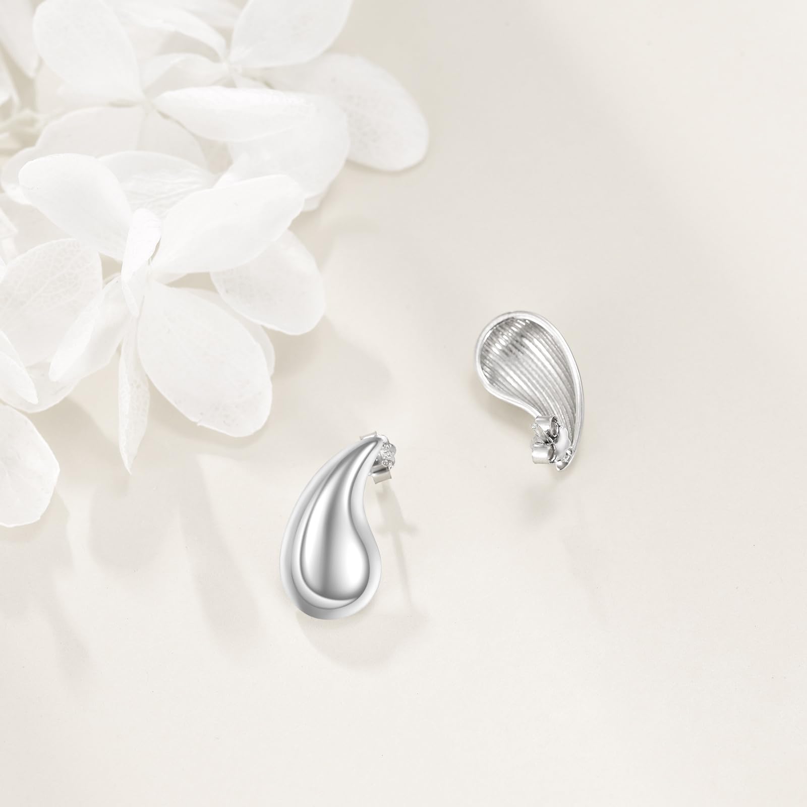 AXELUNA Pendientes de gota de agua de plata de ley para mujer, pendientes chunky drop colgantes, pendientes de gota de agua, pendientes de botón, pendientes de moda tendencia, joyería, regalos