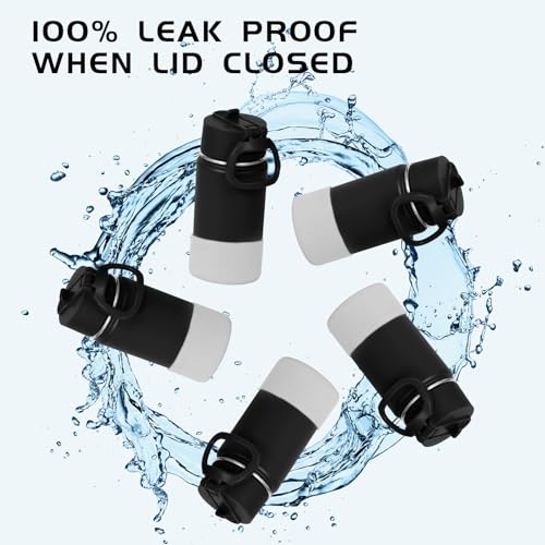 Volhoply 14oz KIds Insulated Stainless Stee Water Bottle with Straw Lid and Silicone Boot,BPA-Free Easy Use for Boys&Girls,Double Wall VacuumLeakproof Bottles(Black,1)