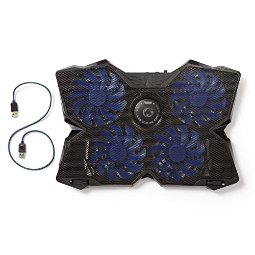 NEDIS Gaming Laptop Cooler Pad with 4 USB Fans 15-19'' and USB Pass Through Hub for Gaming Notebooks - Blue & Black - Image 4