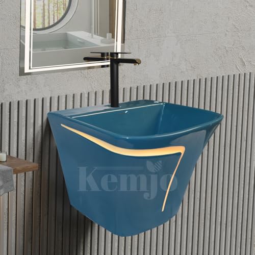 Image of Wall Mounted Wash Basin for Bathroom | Wall Hung Wash Basin /Sink (15.35 x 16.14 x 13 Inch, SFKOP - 226)