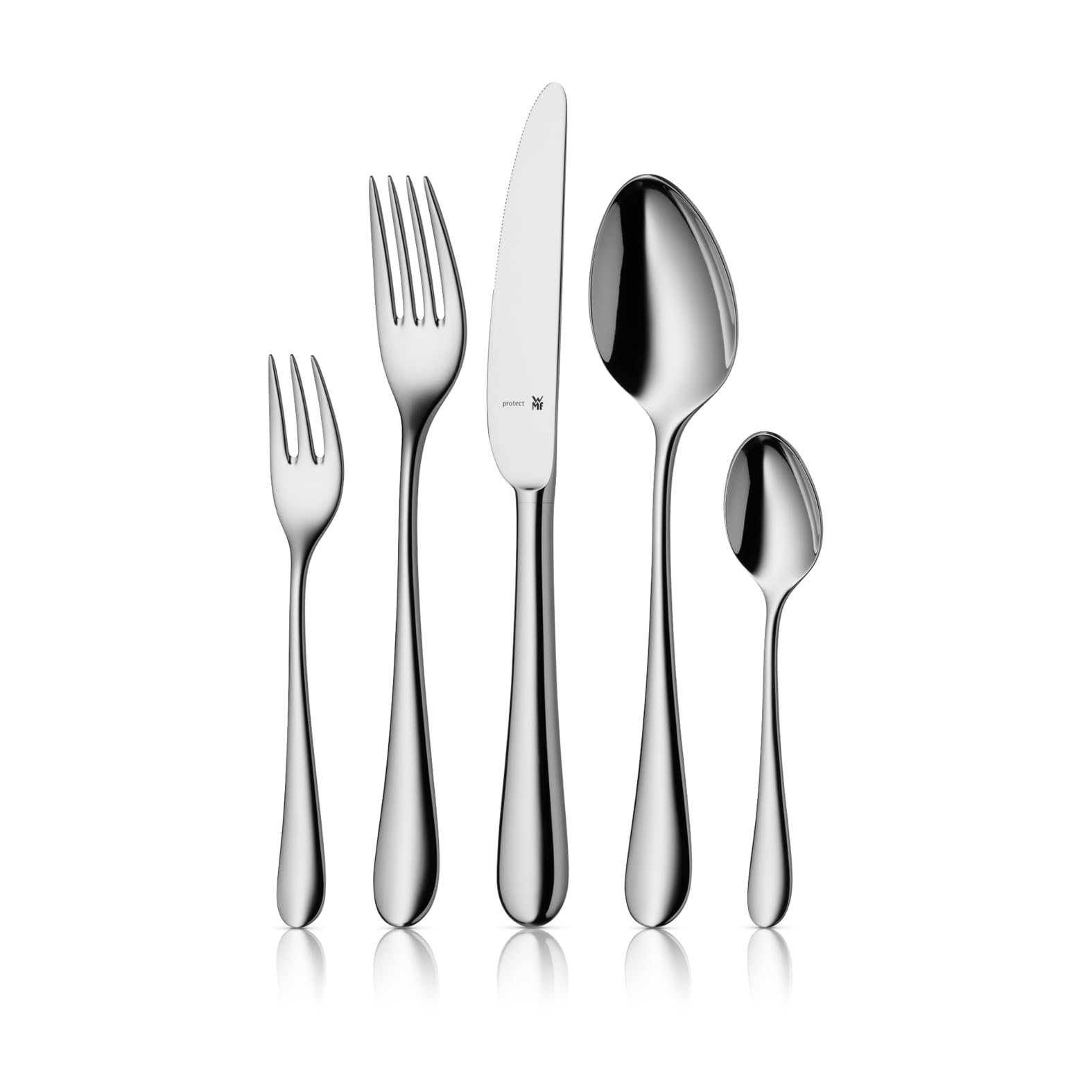 WMF Merit Edelstahl Besteck Set 6 Personen, Essbesteck Set 30 teilig, Hohlheftmesser, Cromargan protect poliert, kratzbeständig, spülmaschinenfest