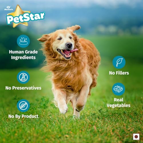 Image of Mankind Petstar Adult Wet Dog Food (High Protein) Chunky Chicken Gravy, 120g (Pack of 10) | Made with Real Chicken & Veggies |Adult Dog Food| No Artificial Flavors