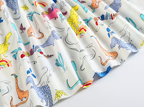 Frogwill Toddler Girls Cotton Dinosaur Tunic Dress Short Sleeve Summer Casual Outfit 2-7T4