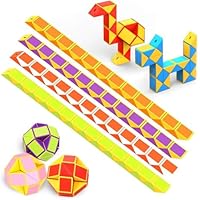 WEARXI Party Bag Fillers for Kids, Christmas Stocking Fillers Kids Gifts, 12 Packs 24 Blocks Magic Snake Cube, Fidget Toys for kids Party Bags, Party Favours Classroom Prizes Twist Puzzle