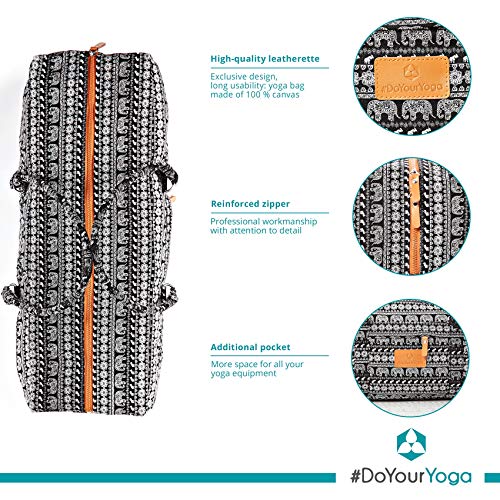 #Doyouryoga Full-Zip Extra Large Yoga Mat Tote Bag With Multi-Functional Storage Pockets For Sports Gym Pilates »Ghanpati« White Elephant #TOP2