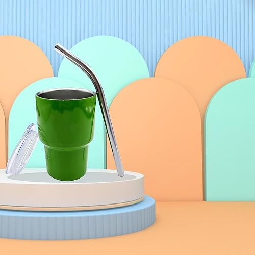 Miniatura 2 de Mini vaso de chupito de 2 onzas con pajilla, acero inoxidable con aislamiento de doble pared con tapas, taza de viaje, regalo de Navidad para