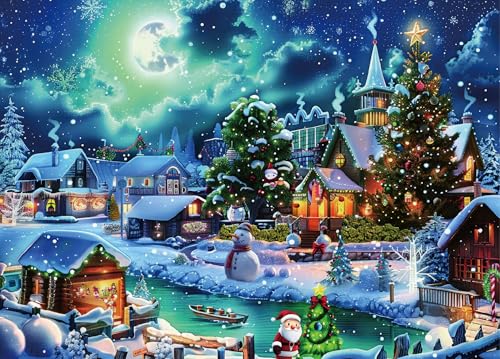 CLMCL 1000 Stück Weihnachtspuzzle Weihnachtspuzzle für Erwachsene und Kinder Jigsaw Puzzle Weihnachtsabend