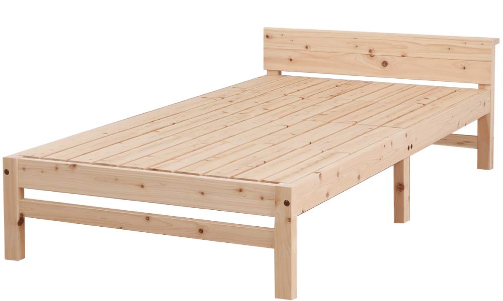 源ベッド　ひのき　ベッドフレームコンセント２口付きナチュラル無垢材檜シングル 源ベッド ひのき ベッドフレームコンセント2口付きナチュラル無垢材檜