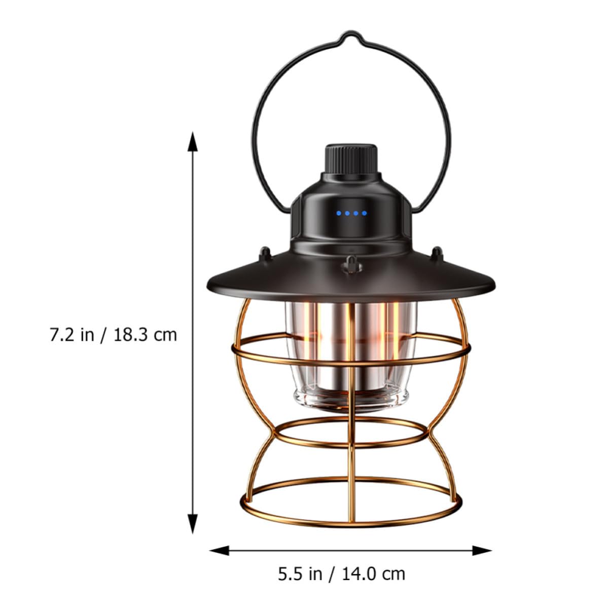 Linterna de Camping Recargable USB Vintage Batería de Litio Integrada, Brillo Ajustable y Cuerpo de Aleación de Aluminio para Uso en Tienda al Aire Libre