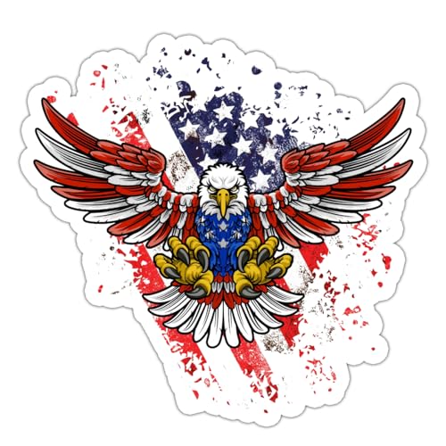 Image of American Eagle Patriotic Vinyl Waterproof Sticker Decal for Laptop Water Bottle Car Bumper USA Flag Eagle Sticker 5 Inch