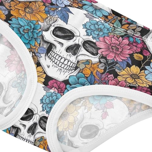 Toddler Underwear Floral 2t Cotton Little Girl Panties Artistic Briefs Underpants Black White Skulls Vibrant Floral4