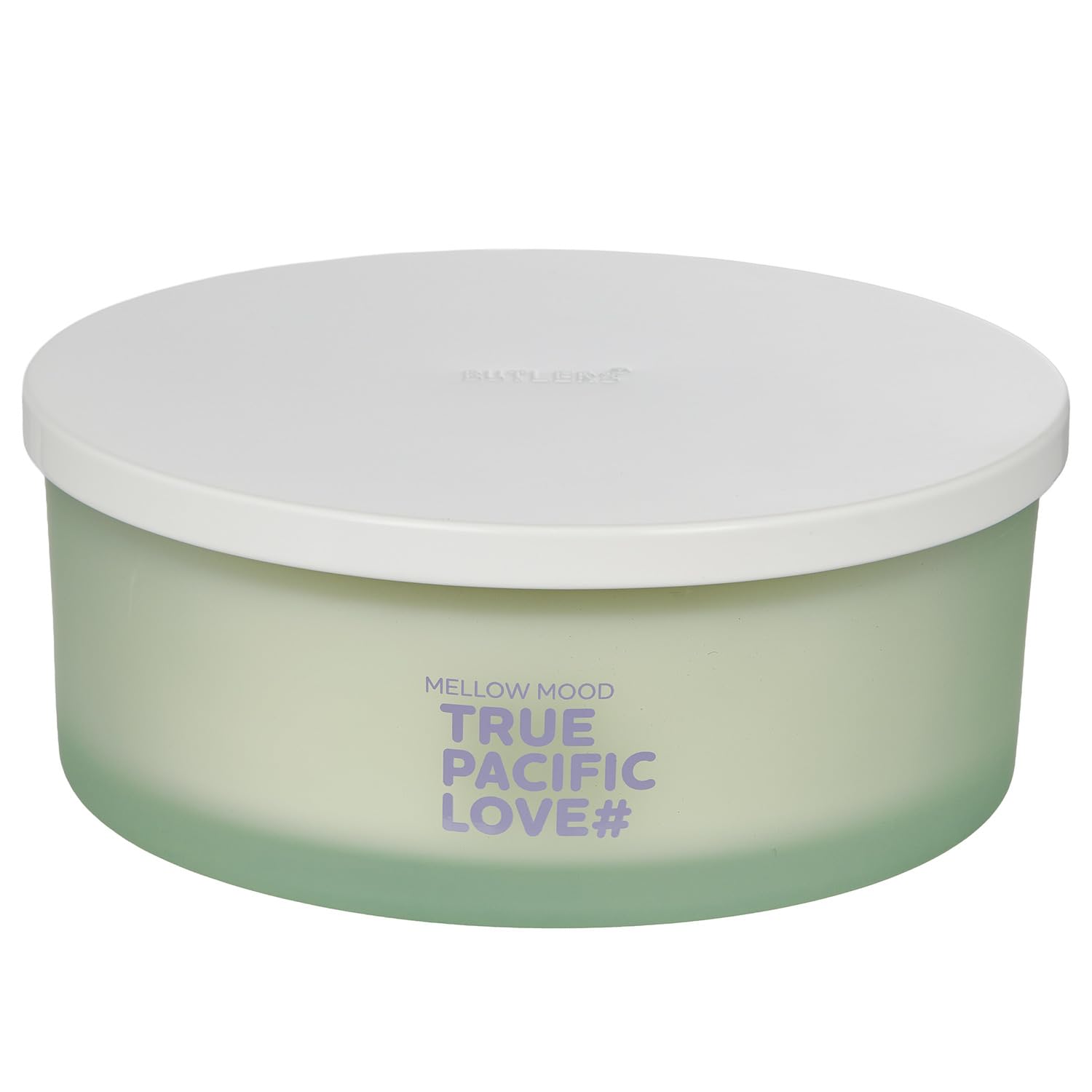 BUTLERS XL Duftkerze True Pacific Love Glas - MELLOW MOOD - 40h Brenndauer | Note Bergamotte & Kardamom - ø19 x H8 cm - Parfümkerze zur Raumbeduftung - Wellnesskerze für Wohnzimmer & Büro